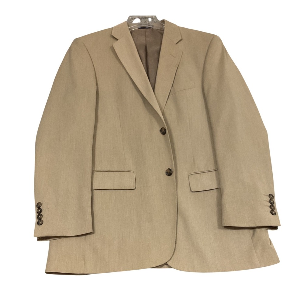 Adolfo Suit Mens 32x29 Tan 2-Piece Interview Blazer Trousers Textured Khaki